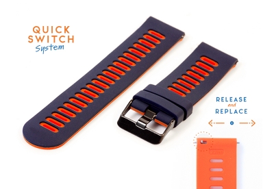 Silikon 20mm Uhrenarmband - blau/orange