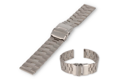 Flaches Uhrenarmband 22mm Titan - Silber (Schließe Stahl)