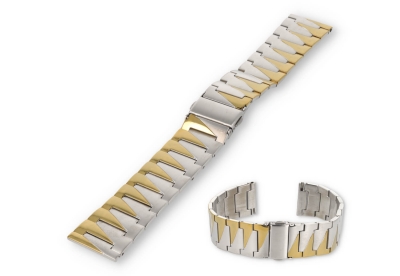 Stahl Uhrenarmband 22mm Silber/Gold - Matt/poliert