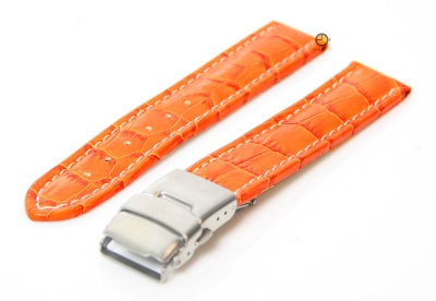 Orange Lederarmband 18mm - Luxus-Kroko-Druck