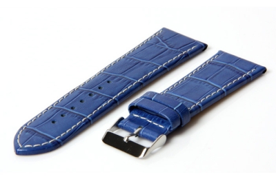 Uhrenarmband 36mm Blau Leder mit Kroko-Druck