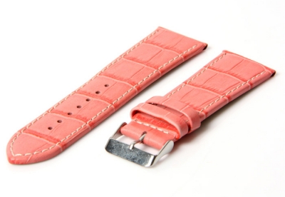 Uhrenarmband 32mm Rosa Leder mit Kroko-Druck