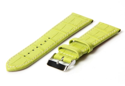 Uhrenarmband 32mm Grün Leder mit Kroko-Druck