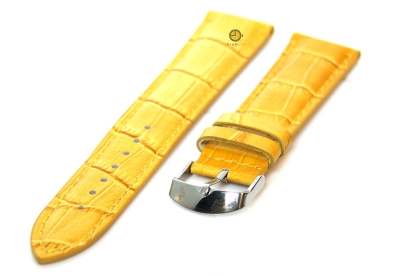 Uhrenarmband 18mm Gelb Leder mit Kroko-Druck