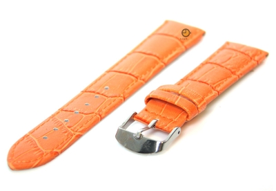 Uhrenarmband 18mm Orange Leder mit Kroko-Druck