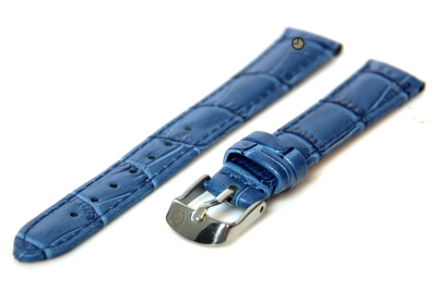 Uhrenarmband 12mm Blau Leder mit Kroko-Druck