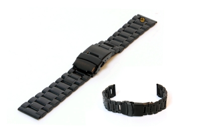 Uhrenarmband 16mm Schwarz Stahl poliert (teilweise)
