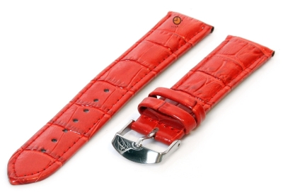 Uhrenarmband 18mm Rot Leder mit Kroko-Druck