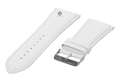 Uhrenarmband 32mm Weiß Leder mit Kroko-Druck