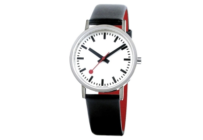 Mondaine 18mm Uhrenarmband Schwarz Rot glänzend