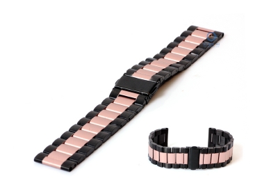 Uhrenarmband 22mm schwarz/rosa Stahl