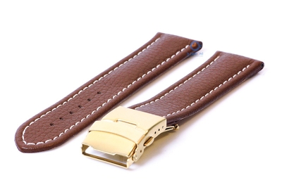 Gisoni Uhrenarmband 24mm braun Leder mit golden Faltschließe