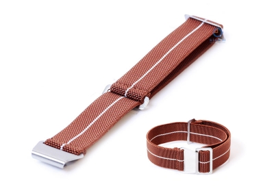Uhrarmband 20mm Elastisch nylon Braun - Weiß