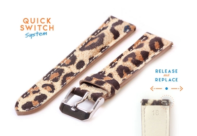 Uhrarmband 18mm Leder mit leopard-druck