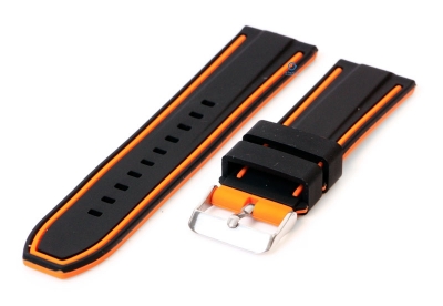 Silikon Uhrenarmbänder 24mm schwarz/orange (umdrehbar)