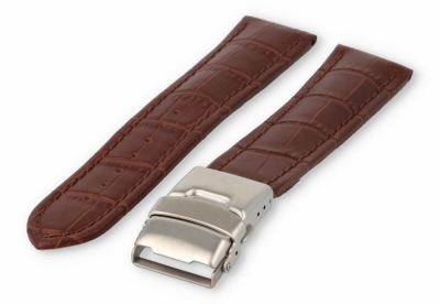 Uhrenarmband mit Faltschließe 20mm dunkelbraunes Leder
