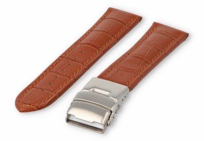 Uhrenarmband mit Faltschließe 22mm hellbraunes Leder