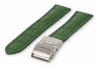 Uhrenarmband mit Faltschließe 24mm grünes Leder