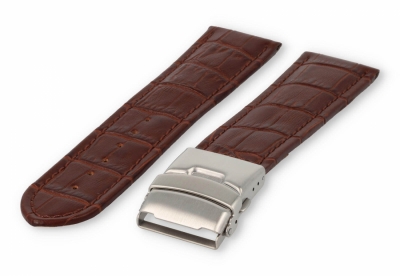 Uhrenarmband mit Faltschließe 26mm dunkelbraunes Leder