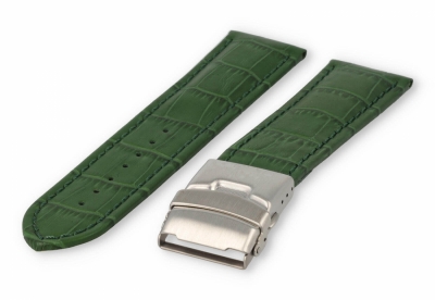Uhrenarmband mit Faltschließe 26mm grünes Leder