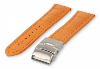 Uhrenarmband mit Faltschließe 26mm orangenes Leder