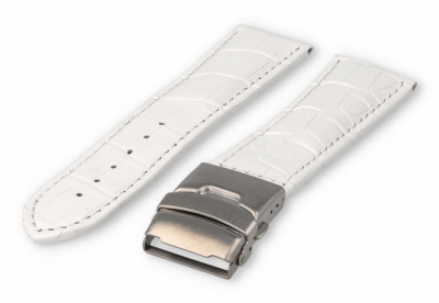 Uhrenarmband mit Faltschließe 26mm weißes Leder
