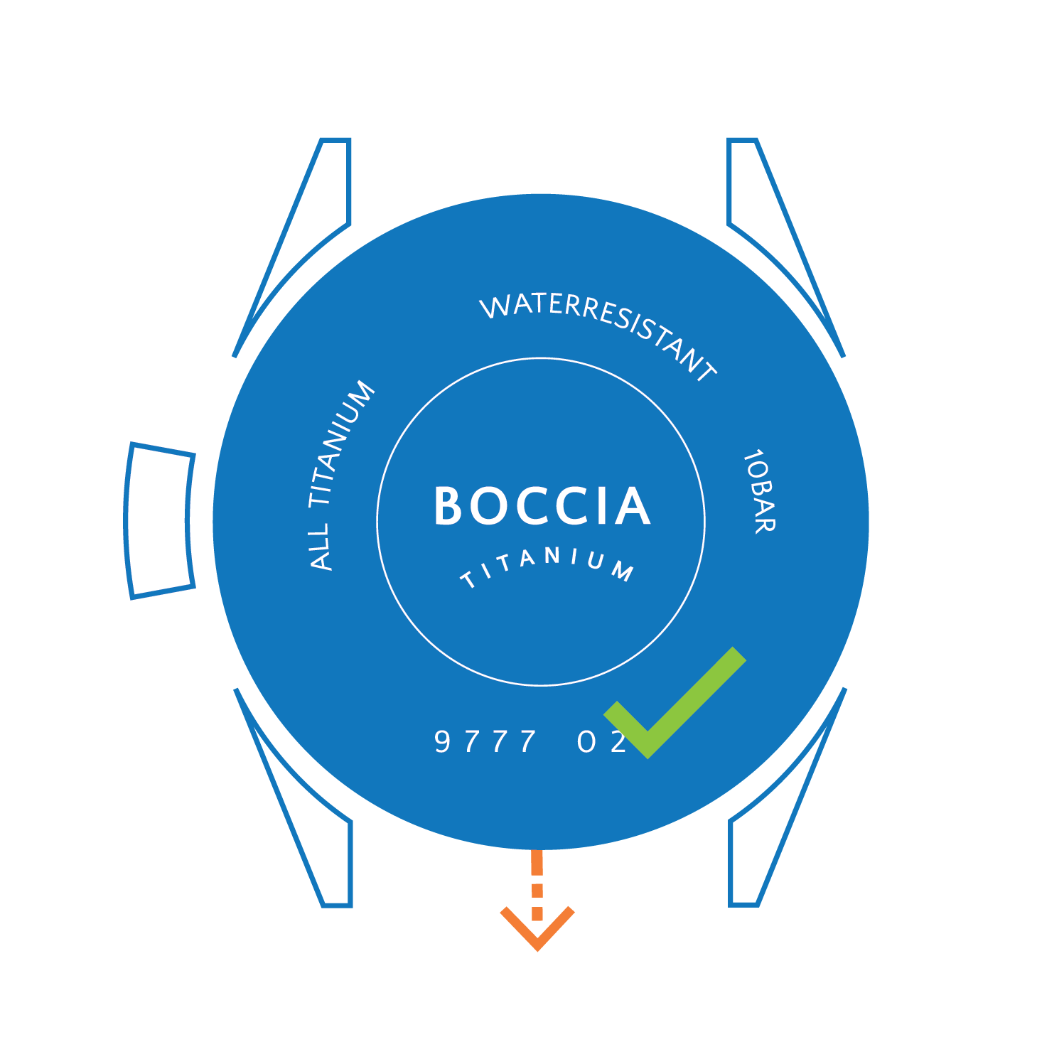 Boccia Original Lederband Armband für Uhr Modell 3123-11 