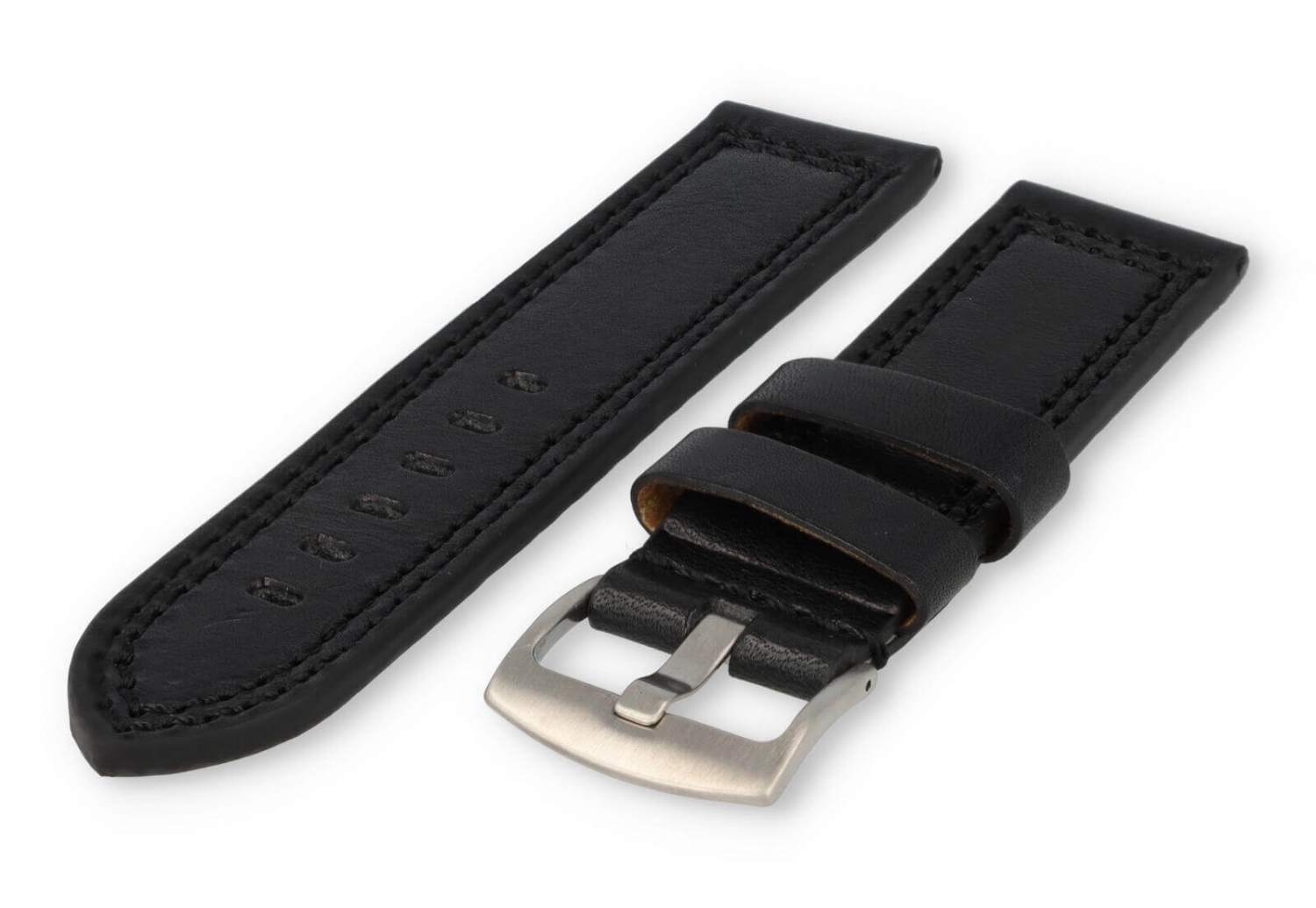schwarz Uhrenarmband 24mm - Robustes Leder