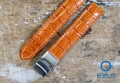 Oranje leer horlogeband 18mm - luxe croco print